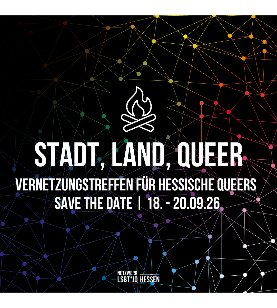 Stadt, Land, Queer - Vernetzungstreffen für hessische Queers | Save the Date | 18. - 20.09.2026